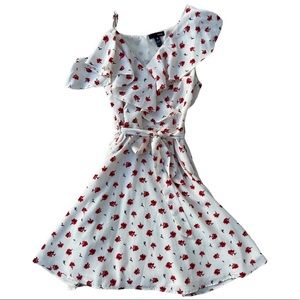 Aqua pre-owned in excellent condition! Asymmetrical Ruffle Dress Size XS